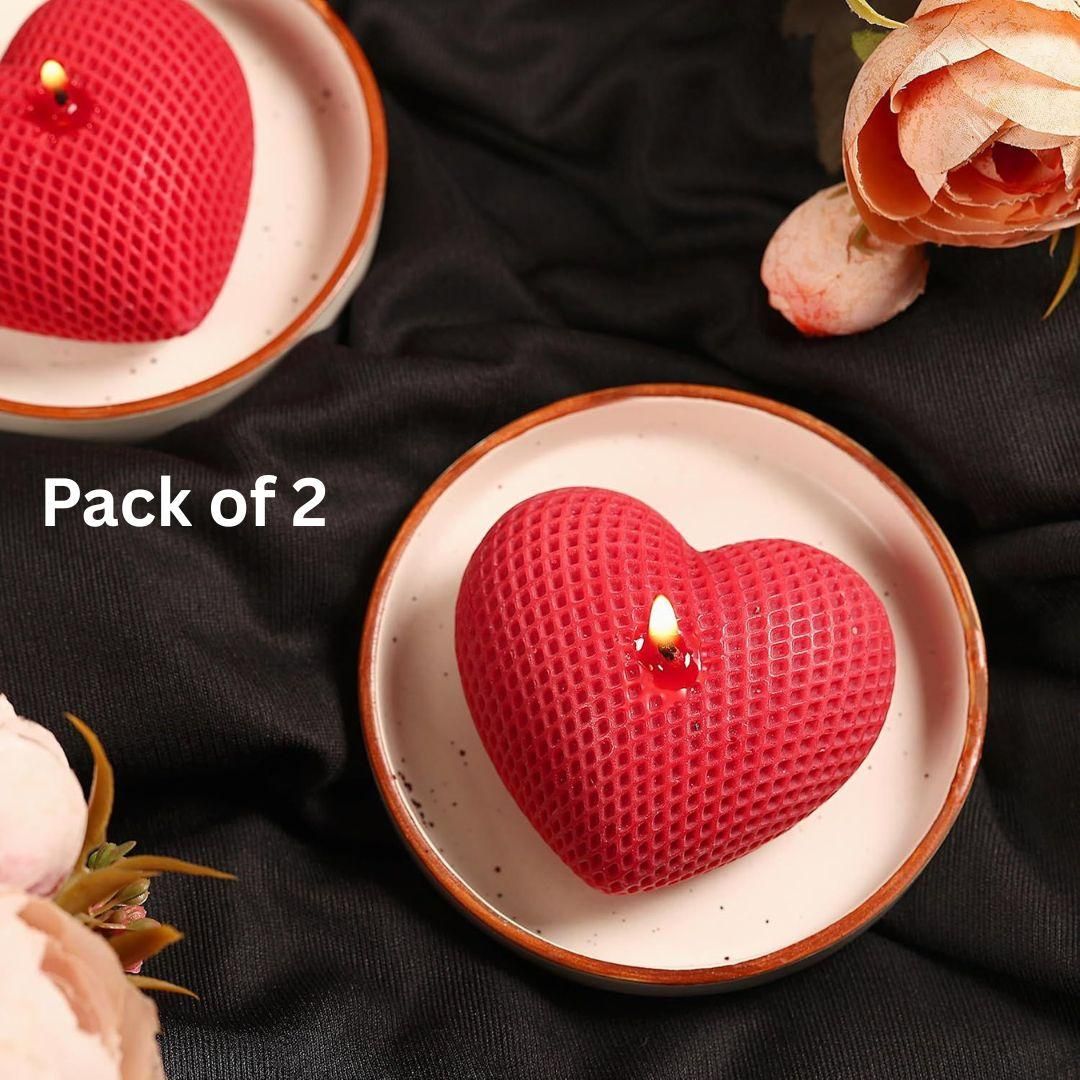 3D Heart-shaped Scented Candle (Pack of 2)