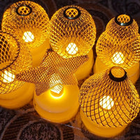 Golden Net LED Tealight Candle Lanterns Star 6 pcs