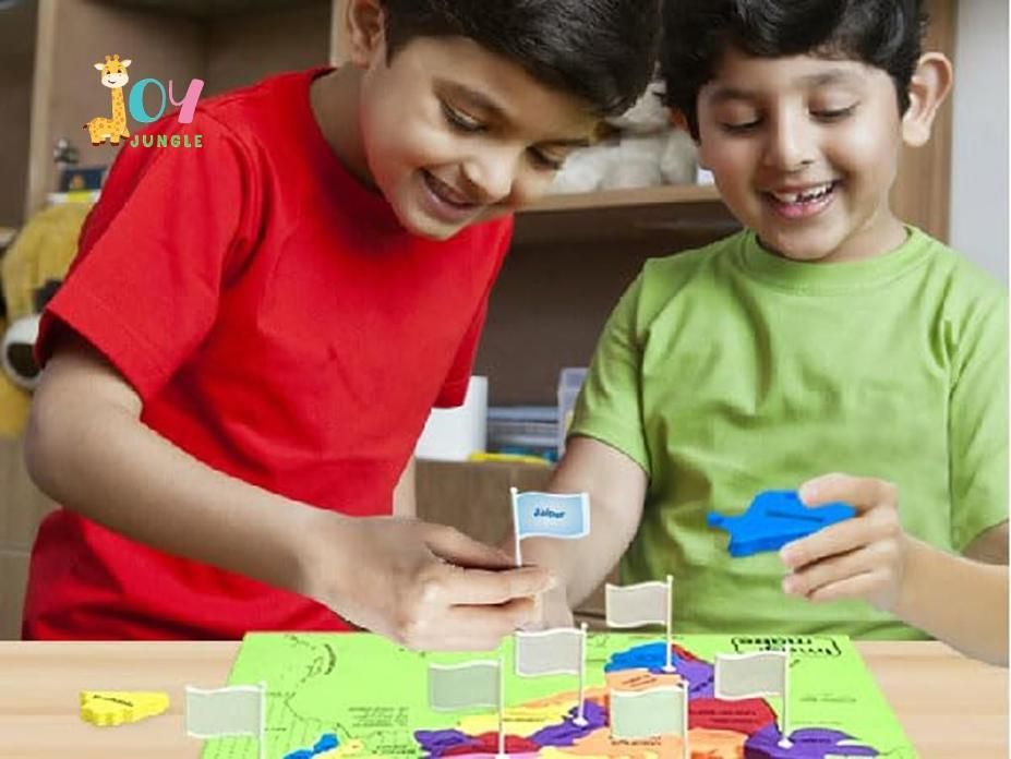 Jigsaw Puzzle Indian Map with State Capitals and Flag Educational Learning  for Kids
