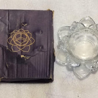 Glass Lotus Flower Tea Light Candle Holder Set