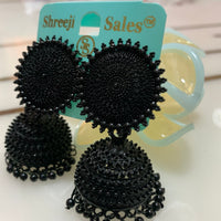 Oxidised Black Jhumka Earrings for Women