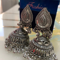 Traditional Oxidized Silver Jhumki Earrings for Women