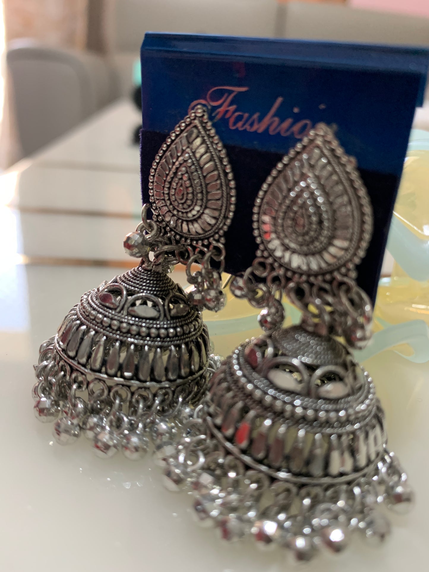 Traditional Oxidized Silver Jhumki Earrings for Women