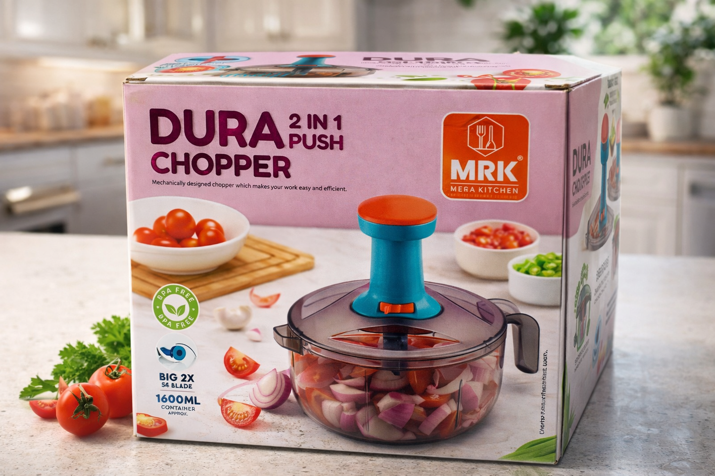 DuraPro 2-in-1 (Fine Chopping & Whisking) Kitchen Hand Chopper Big (1600 ML) - Premium Quality